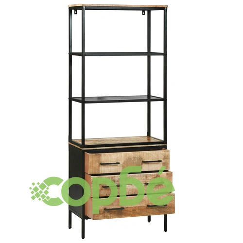 Висок шкаф от манго масив 70x35x180 см с индустриален дизайн ➤ топ цена ➤ sorbe.bg