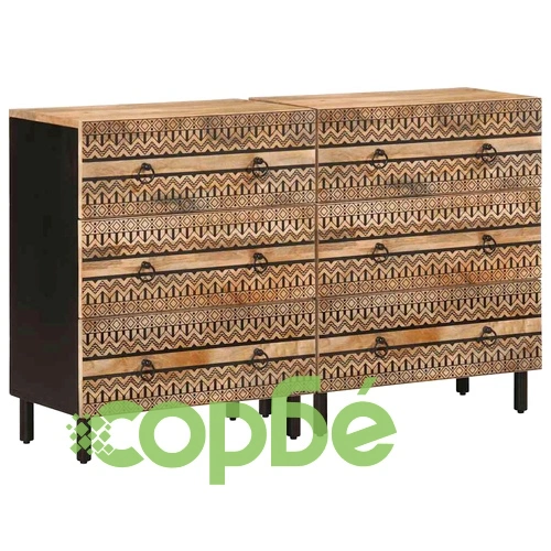 Комплект от 2 бюфета от масивно манго дърво с метална рамка 60x33x75 см ➤ топ цена ➤ sorbe.bg