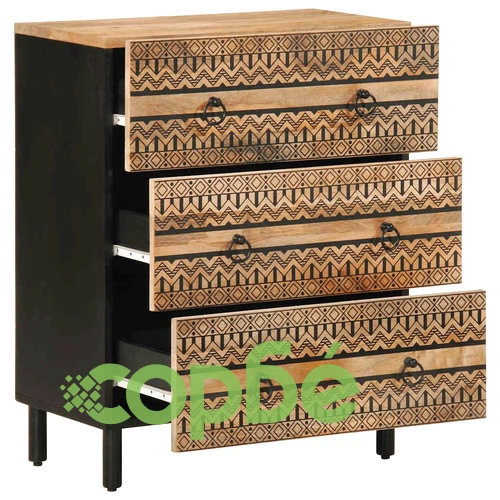 Комплект от 2 бюфета от масивно манго дърво с метална рамка 60x33x75 см ➤ топ цена ➤ sorbe.bg