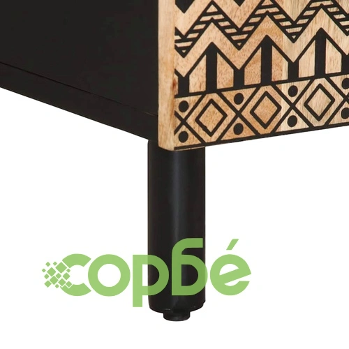 Комплект от 3 бюфета от масивно манго дърво с метална рамка ➤ топ цена ➤ sorbe.bg