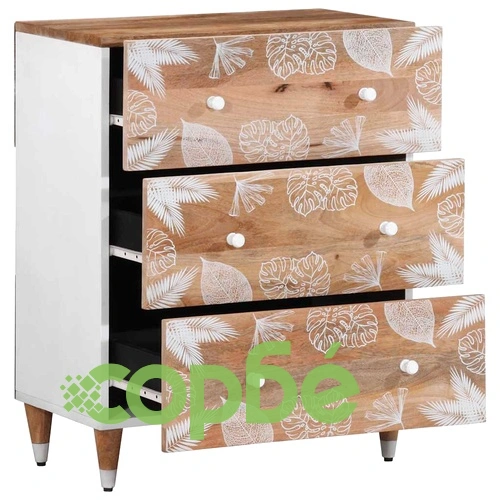 Комплект от 2 Шкафа от Масивно Манго Дърво, 60x33,5x75 см, с 3 Чекмеджета ➤ топ цена ➤ sorbe.bg