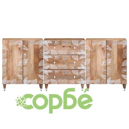 Комплект от 3 шкафа от масивно манго дърво, 60x33,5x75 см ➤ топ цена ➤ sorbe.bg