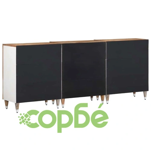 Комплект от 3 шкафа от масивно манго дърво, 60x33,5x75 см ➤ топ цена ➤ sorbe.bg