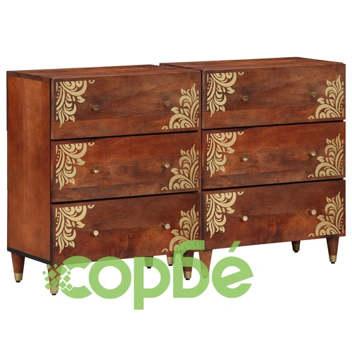 Странични шкафове 2 бр Кафяви 60x33.5x75 см от Масивно Мангово Дърво ➤ топ цена ➤ sorbe.bg