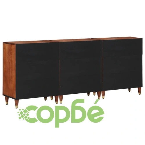 3-Часов комплект мебели за баня от масивно мангово дърво с шкаф 60x33x75 см ➤ топ цена ➤ sorbe.bg