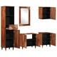 Комплект мебели за баня от 5 части от масивно мангово дърво - шкаф 62x33x58 см, огледало 50x70x3 см, странично шкафче 38x33x160 см, шкаф 38x33x58 см и стенен шкаф 38x33x48 см
