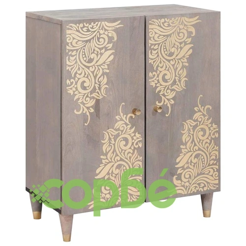 Комплект мебели за баня от 3 части - Сив и златен, масивно мангово дърво, 180 x 33 x 75 см ➤ топ цена ➤ sorbe.bg