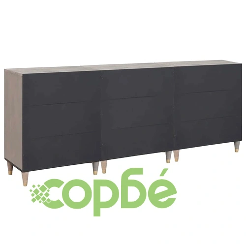 Комплект мебели за баня от 3 части - Сив и златен, масивно мангово дърво, 180 x 33 x 75 см ➤ топ цена ➤ sorbe.bg