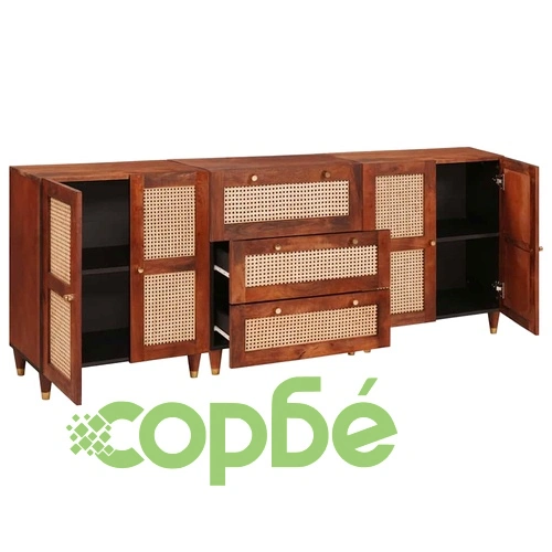 Комплект от 3 странични шкафа от масивно мангово дърво, кафяв, 180 x 33 x 75 см ➤ топ цена ➤ sorbe.bg