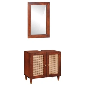 Комплект мебели за баня от масивно мангово дърво с чекмедже - 62 x 33 x 58 см