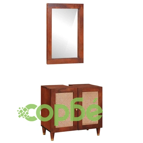 Комплект мебели за баня от масивно мангово дърво с чекмедже - 62 x 33 x 58 см ➤ топ цена ➤ sorbe.bg
