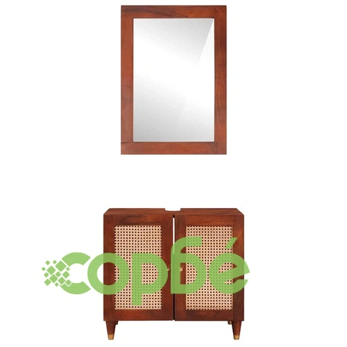Комплект мебели за баня от масивно мангово дърво с чекмедже - 62 x 33 x 58 см ➤ топ цена ➤ sorbe.bg