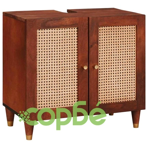 Комплект мебели за баня от 3 части от масивно мангово дърво с чекмедже 38 x 33 x 160 см ➤ топ цена ➤ sorbe.bg