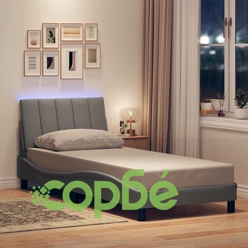 Рамка за легло от плат с LED осветление, светлосива, 90x190 см ➤ топ цена ➤ sorbe.bg