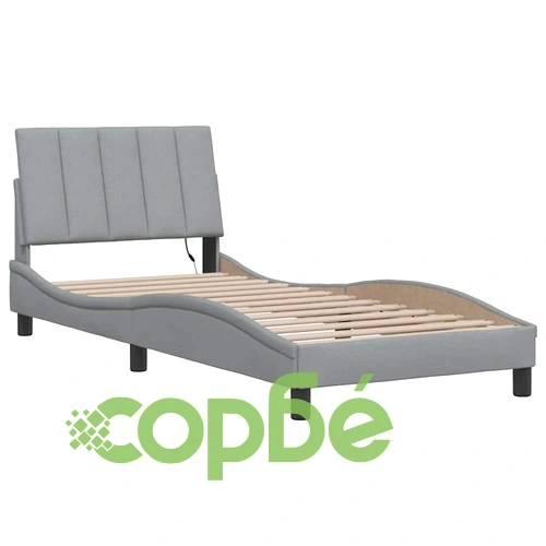 Рамка за легло от плат с LED осветление, светлосива, 90x190 см ➤ топ цена ➤ sorbe.bg