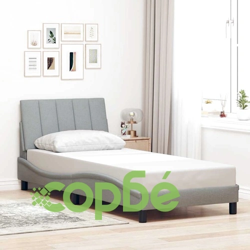 Рамка за легло от плат с LED осветление, светлосива, 90x190 см ➤ топ цена ➤ sorbe.bg