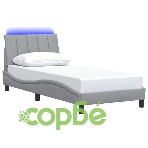 Рамка за легло от плат с LED осветление, светлосива, 90x190 см ➤ топ цена ➤ sorbe.bg