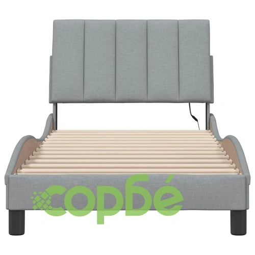 Рамка за легло от плат с LED осветление, светлосива, 90x190 см ➤ топ цена ➤ sorbe.bg