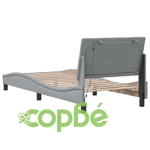 Рамка за легло от плат с LED осветление, светлосива, 90x190 см ➤ топ цена ➤ sorbe.bg