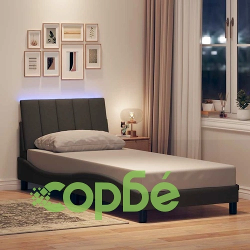 Рамка за легло от плат с LED осветление, тъмносива, 90x200 см, без матрак ➤ топ цена ➤ sorbe.bg