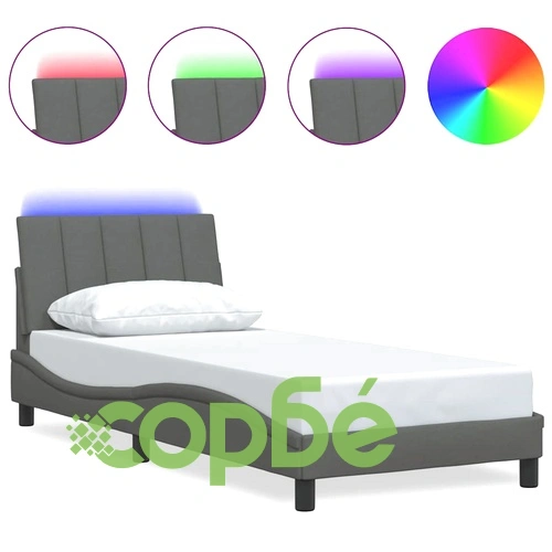 Рамка за легло от плат с LED осветление, тъмносива, 90x200 см, без матрак ➤ топ цена ➤ sorbe.bg