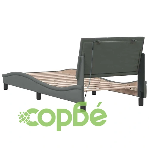 Рамка за легло от плат с LED осветление, тъмносива, 90x200 см, без матрак ➤ топ цена ➤ sorbe.bg