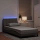 Рамка за легло от плат в цвят таупе, 100x200 см, с LED осветление и мека табла
