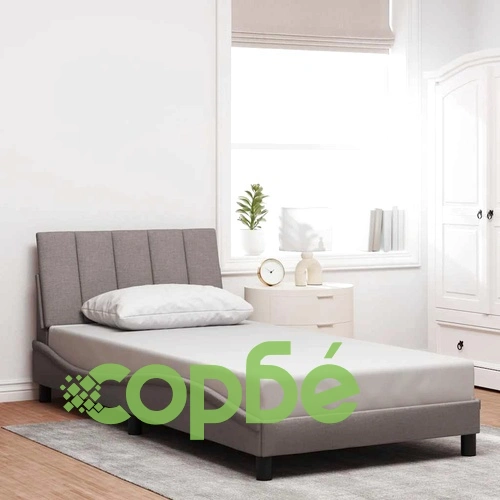 Рамка за легло от плат в цвят таупе, 100x200 см, с LED осветление и мека табла ➤ топ цена ➤ sorbe.bg