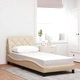Елегантна рамка за единично легло с тапицирана табла, 90x190 см, кремав плат, метална конструкция