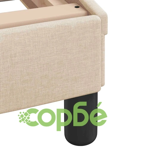 Елегантна рамка за единично легло с тапицирана табла, 90x190 см, кремав плат, метална конструкция ➤ топ цена ➤ sorbe.bg