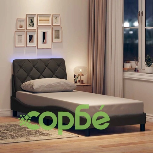 Модерна рамка за легло от плат с LED осветление, 80x200 см, тъмносив цвят ➤ топ цена ➤ sorbe.bg