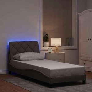Рамка за легло с LED осветление, таупе, 90x190 см, плат, без матрак