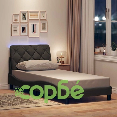 Рамка за легло с LED осветление от плат, 90x200 см, тъмносив цвят, без матрак ➤ топ цена ➤ sorbe.bg