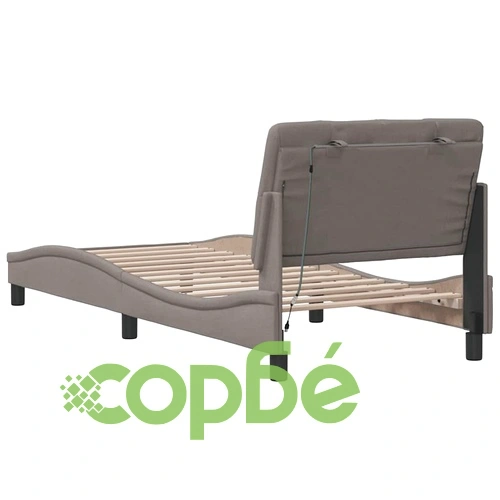 Елегантна рамка за легло с LED осветление, таупе, 90x200 см, полиестерен плат, метална конструкция ➤ топ цена ➤ sorbe.bg