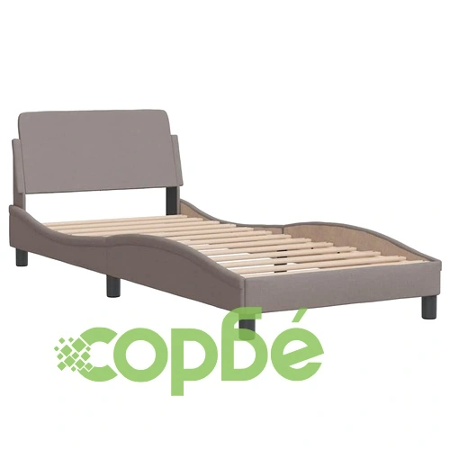 Елегантна рамка за легло с LED осветление, таупе, 90x200 см, полиестерен плат, метална конструкция ➤ топ цена ➤ sorbe.bg