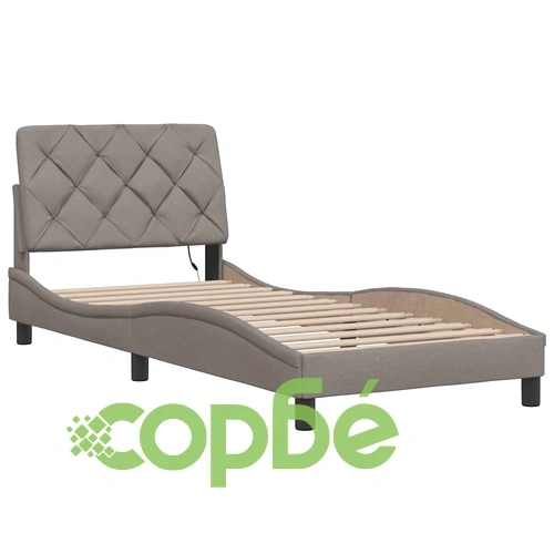 Елегантна рамка за легло с LED осветление, таупе, 90x200 см, полиестерен плат, метална конструкция ➤ топ цена ➤ sorbe.bg