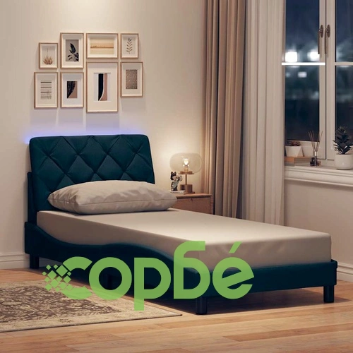 Рамка за легло от плат със светодиодно осветление, 90x200 см, Синя ➤ топ цена ➤ sorbe.bg