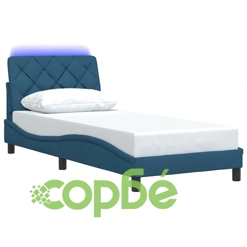Рамка за легло от плат със светодиодно осветление, 90x200 см, Синя ➤ топ цена ➤ sorbe.bg