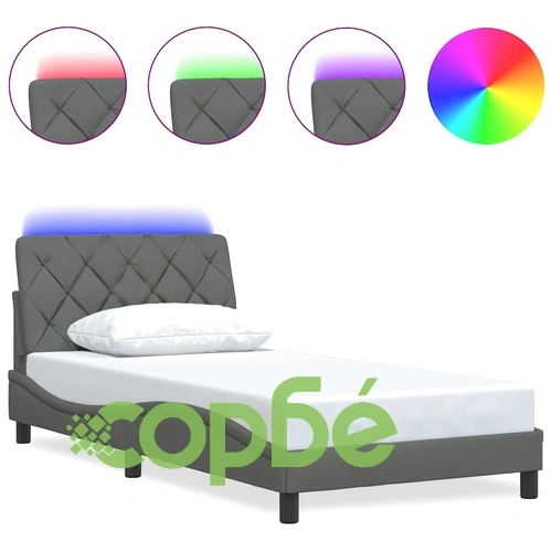 Рамка за легло с LED осветление без матрак 100x200 см тъмносив плат ➤ топ цена ➤ sorbe.bg