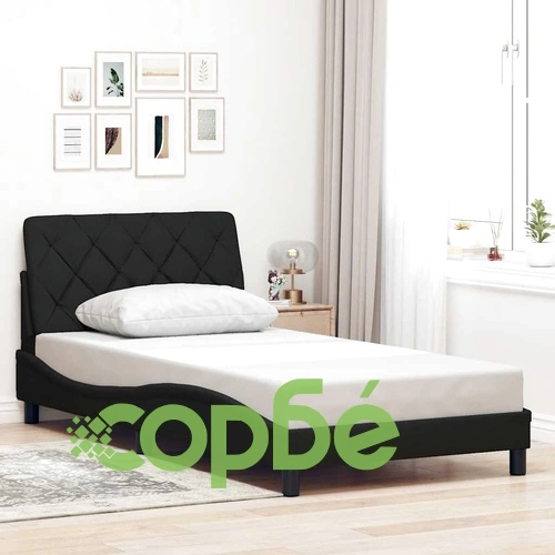 Луксозна рамка за легло с LED осветление, черна, 100x200 см, плат ➤ топ цена ➤ sorbe.bg