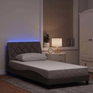 Рамка за легло с LED осветление, таупе, 100x200 см, полиестерен плат