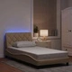 Рамка за легло от плат с LED осветление, 100x200 см, кремава, без матрак