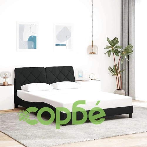 Луксозна рамка за легло от плат с LED осветление, черна, 120x200 см ➤ топ цена ➤ sorbe.bg