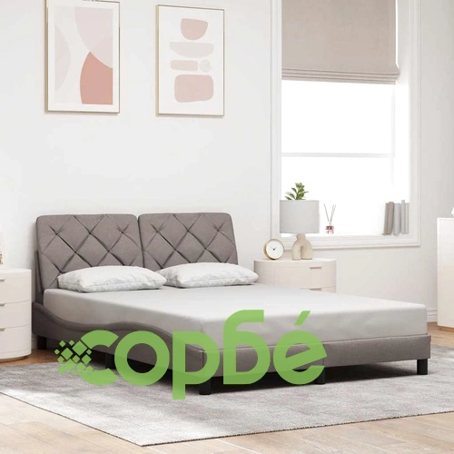Луксозна рамка за легло от плат с LED осветление, цвят таупе, 140x200 см ➤ топ цена ➤ sorbe.bg