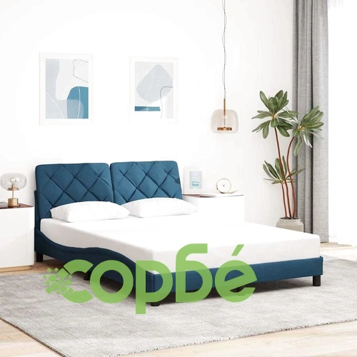 Луксозна рамка за легло с LED осветление, синя, 140x200 см, плат ➤ топ цена ➤ sorbe.bg