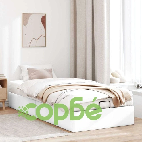 Рамка за легло с ракла от изкуствена кожа, 100x200 см, бяла ➤ топ цена ➤ sorbe.bg