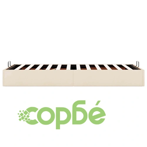 Османска рамка за легло с място за съхранение, кремава, 90x200 см, полиестерен плат ➤ топ цена ➤ sorbe.bg