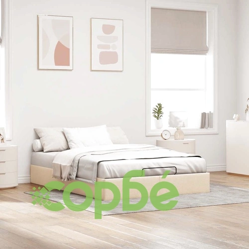 Кремава Османска Рамка за Легло от Плат с Място за Съхранение, 140x200 см ➤ топ цена ➤ sorbe.bg