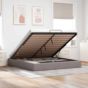 Рамка за легло Отоман с място за съхранение, таупе, 160x200 см, плат