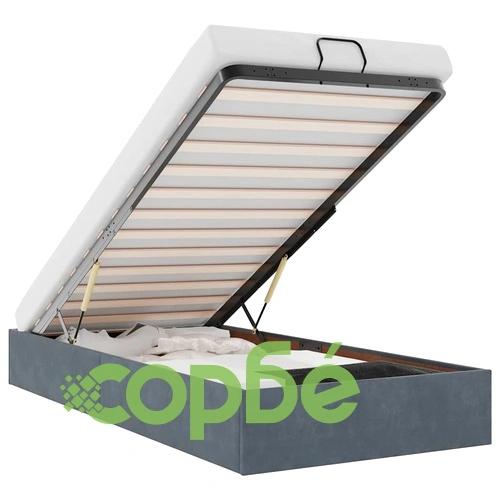 Рамка за легло с място за съхранение тъмносива 90x190 см кадифе ➤ топ цена ➤ sorbe.bg